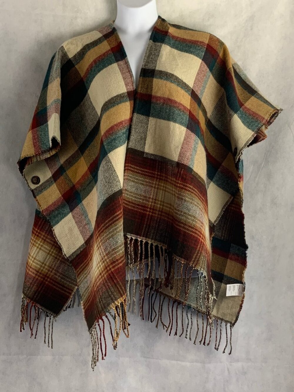 Charter Club Women's Plaid Kimono Topper, Spice Multicolor, One Size